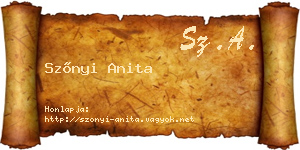 Szőnyi Anita névjegykártya